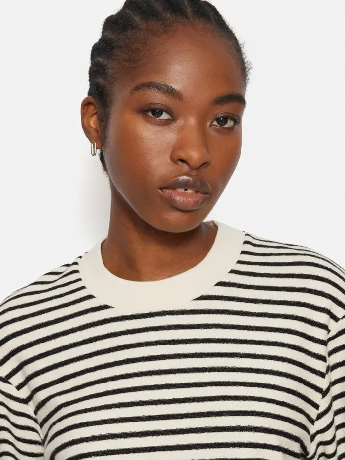 Stripe Textured Tshirt Navy Women Jigsaw Shirts and Tops