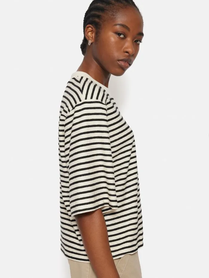 Stripe Textured Tshirt Navy Women Jigsaw Shirts and Tops