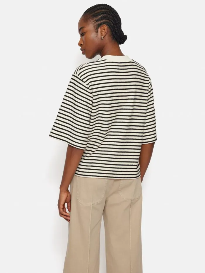 Stripe Textured Tshirt Navy Women Jigsaw Shirts and Tops