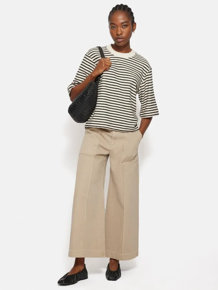 Stripe Textured Tshirt Navy Women Jigsaw Shirts and Tops