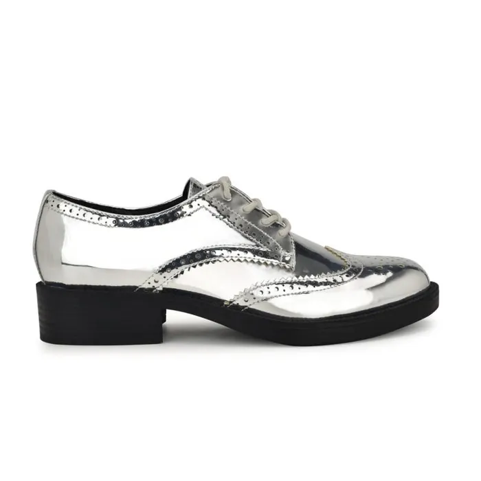Studey Oxford Loafers Silver Women Nine West Flats