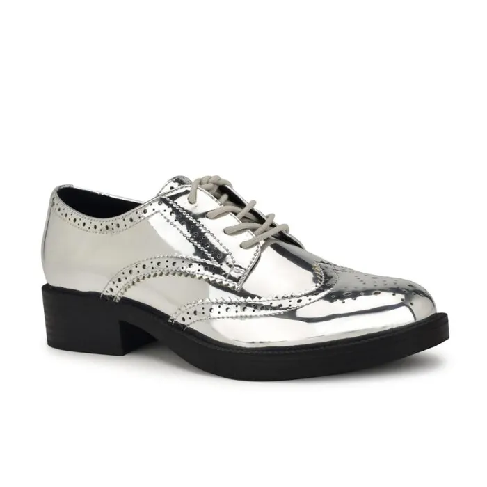 Studey Oxford Loafers Silver Women Nine West Flats Studey Oxford Loafers Silver Women Nine West Flats