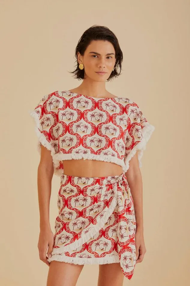 Summer Beach Lenzing Ecovero Euroflax Mini Skirt Women FARM Rio Skirts