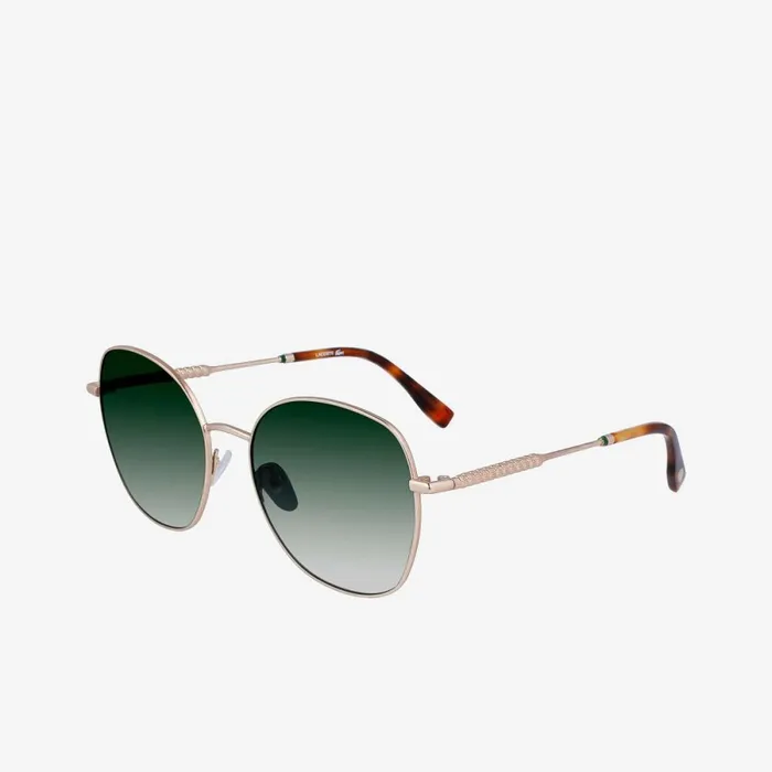 Sunglasses Women Lacoste Women039s Oval Metal Neoheritage Sunglasses Semimatte Gold 710