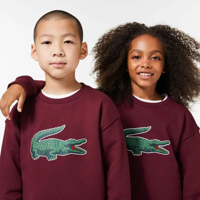 Sweaters and Sweatshirts Kids Lacoste Kids039 Signature Print Sweatshirt Bordeaux Yup