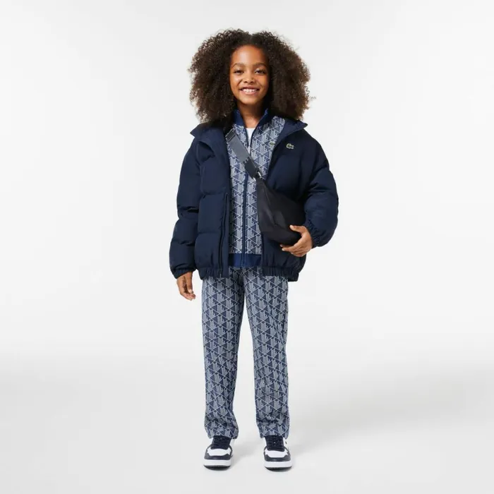 Sweaters and Sweatshirts Kids Lacoste Kids039 ZipUp Monogram Sweatshirt Navy Blue White Qie