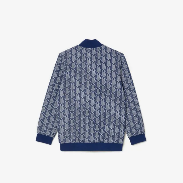 Sweaters and Sweatshirts Kids Lacoste Kids039 ZipUp Monogram Sweatshirt Navy Blue White Qie