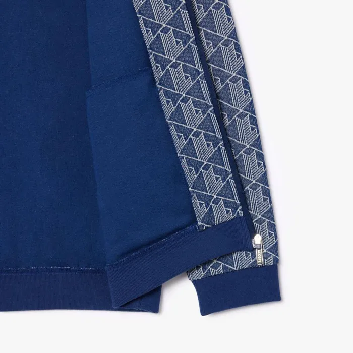 Sweaters and Sweatshirts Kids Lacoste Kids039 ZipUp Monogram Sweatshirt Navy Blue White Qie