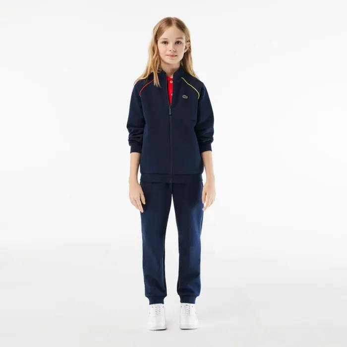 Sweaters and Sweatshirts Kids Lacoste Kids039 ZipUp Sweatshirt Navy Blue White Qrn