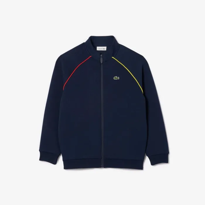 Sweaters and Sweatshirts Kids Lacoste Kids039 ZipUp Sweatshirt Navy Blue White Qrn