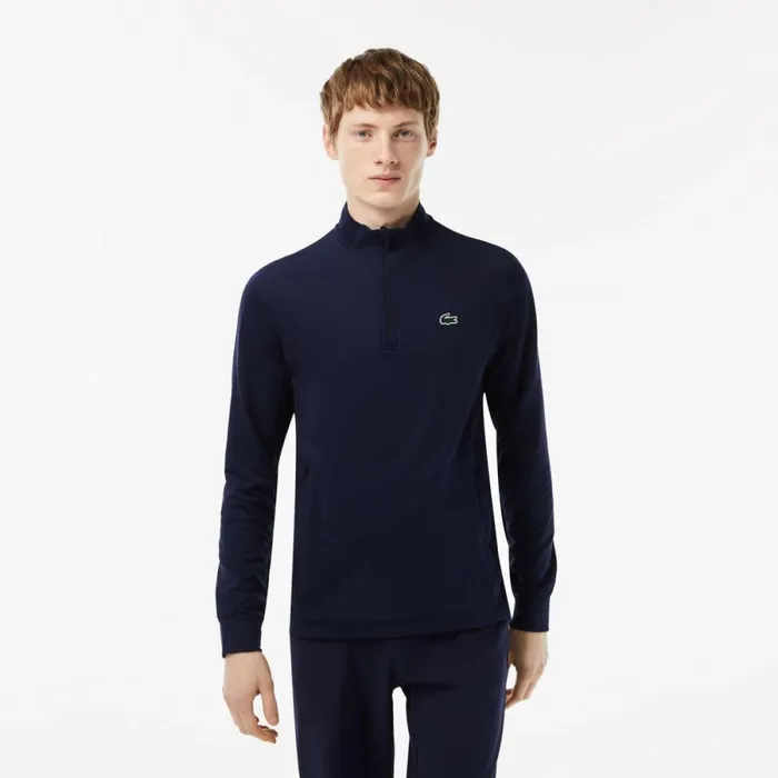 Sweaters and Sweatshirts Men Lacoste Mens QuarterZip Golf Sweatshirt Navy Blue 423