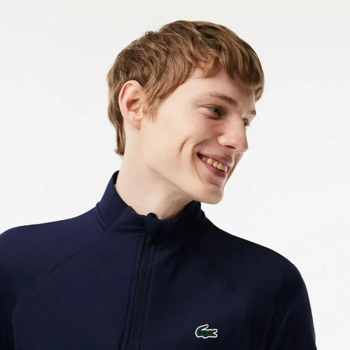 Sweaters and Sweatshirts Men Lacoste Mens QuarterZip Golf Sweatshirt Navy Blue 423