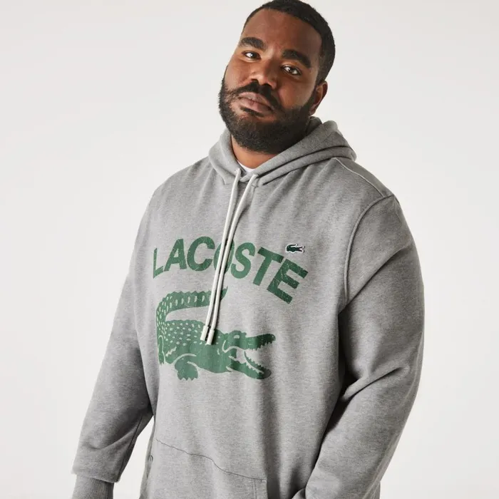 Sweaters and Sweatshirts Men Lacoste Mens Tall Fit Cotton Fleece Hoodie Grey Chine Yrd