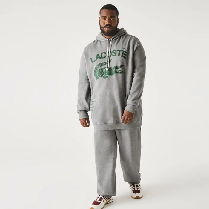Sweaters and Sweatshirts Men Lacoste Mens Tall Fit Cotton Fleece Hoodie Grey Chine Yrd