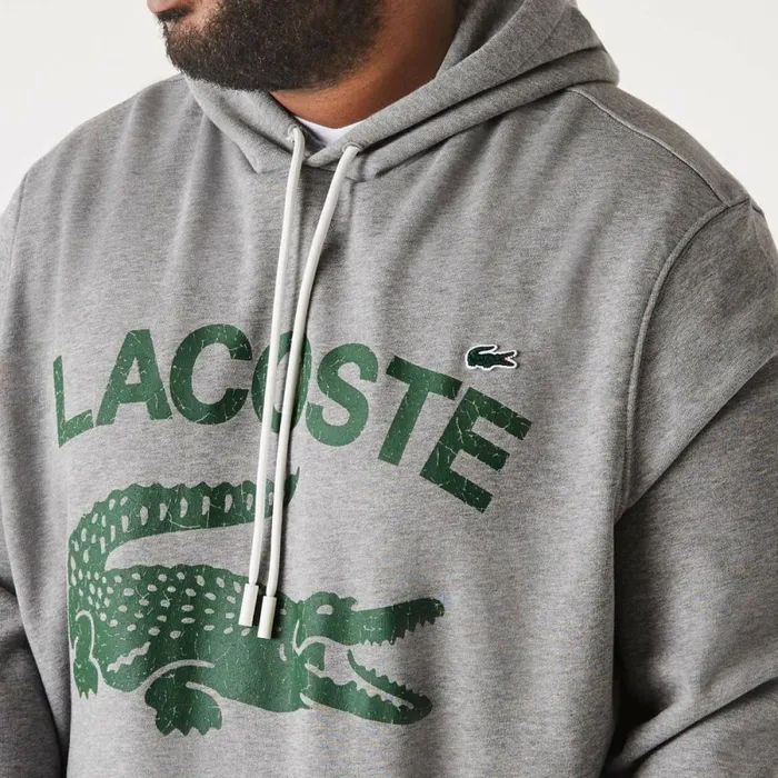 Sweaters and Sweatshirts Men Lacoste Mens Tall Fit Cotton Fleece Hoodie Grey Chine Yrd