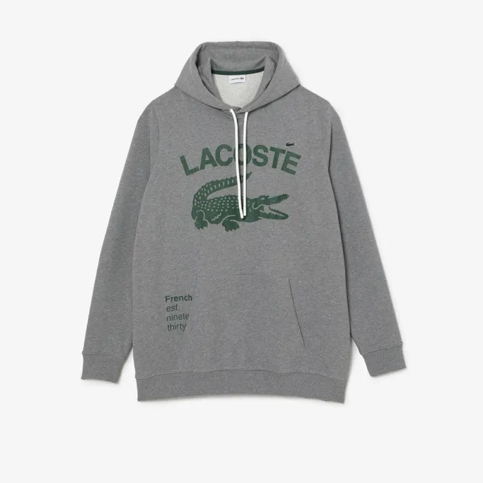 Sweaters and Sweatshirts Men Lacoste Mens Tall Fit Cotton Fleece Hoodie Grey Chine Yrd