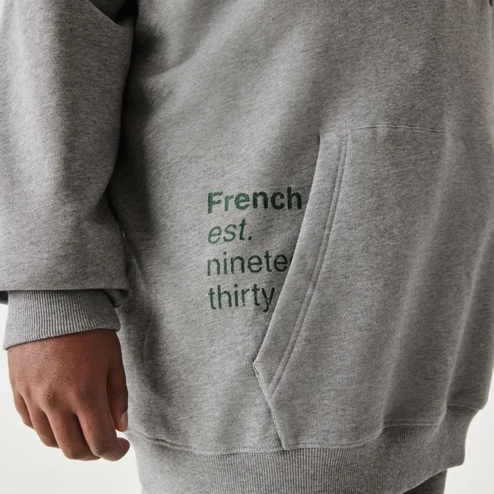 Sweaters and Sweatshirts Men Lacoste Mens Tall Fit Cotton Fleece Hoodie Grey Chine Yrd