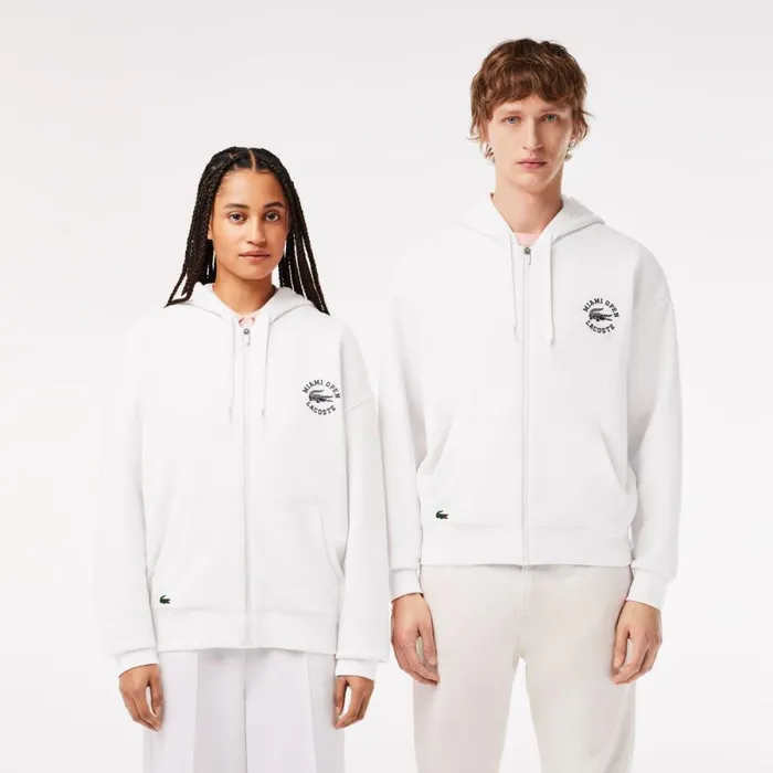 Sweaters and Sweatshirts Men Lacoste Unisex Miami Open Edition Hoodie White 001