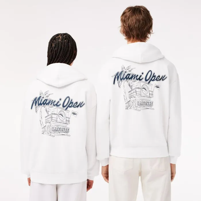Sweaters and Sweatshirts Men Lacoste Unisex Miami Open Edition Hoodie White 001