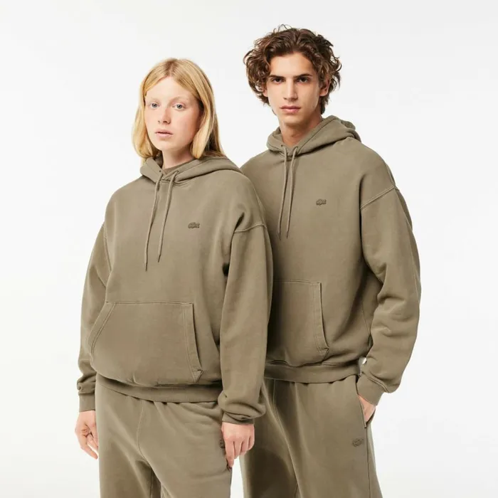 Sweaters and Sweatshirts MenWomen Lacoste Unisex Loose Fit Cotton Fleece Hoodie Khaki Green S3i Sweaters and Sweatshirts MenWomen Lacoste Unisex Loose Fit Cotton Fleece Hoodie Khaki Green S3i