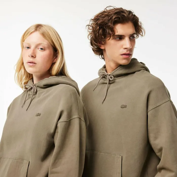 Sweaters and Sweatshirts MenWomen Lacoste Unisex Loose Fit Cotton Fleece Hoodie Khaki Green S3i