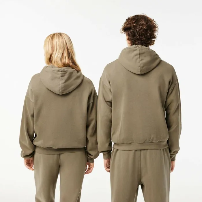 Sweaters and Sweatshirts MenWomen Lacoste Unisex Loose Fit Cotton Fleece Hoodie Khaki Green S3i