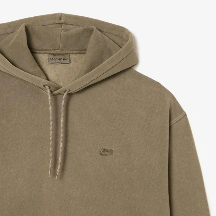 Sweaters and Sweatshirts MenWomen Lacoste Unisex Loose Fit Cotton Fleece Hoodie Khaki Green S3i
