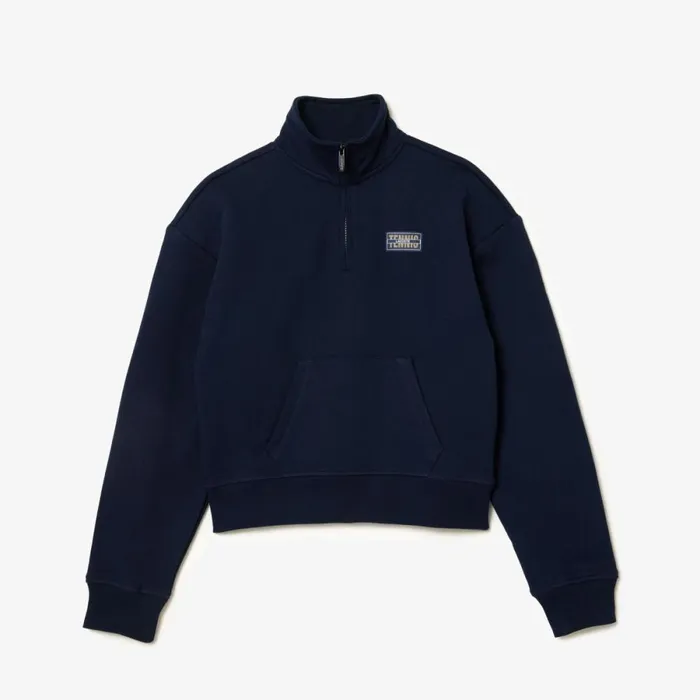 Sweaters and Sweatshirts Women Lacoste High Neck Zipped Fleece Jogger Sweatshirt Navy Blue 166