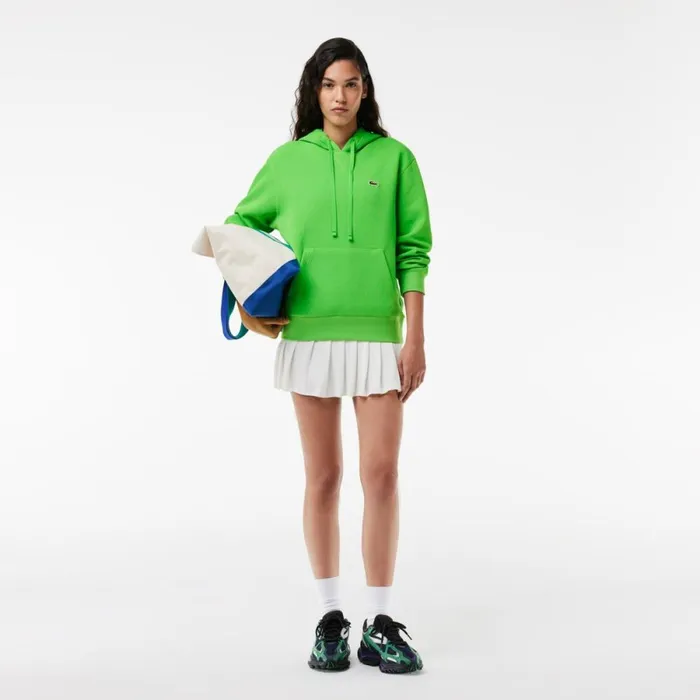 Sweaters and Sweatshirts Women Lacoste Women039s Relaxed Fit Double Face Piqu Hoodie Sorrel Green Ixu