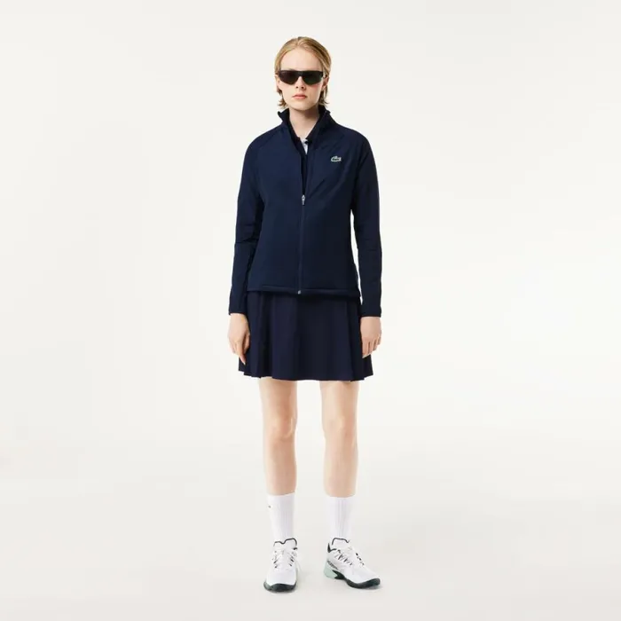 Sweaters and Sweatshirts Women Lacoste Women039s Slim Fit Golf Fleece Layering Jacket Navy Blue 423