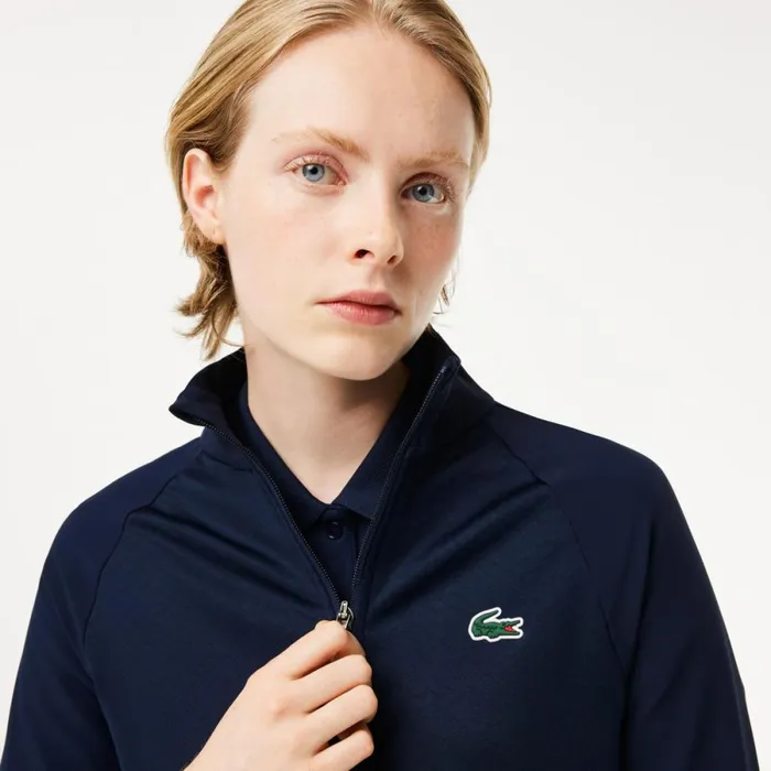 Sweaters and Sweatshirts Women Lacoste Women039s Slim Fit Golf Fleece Layering Jacket Navy Blue 423