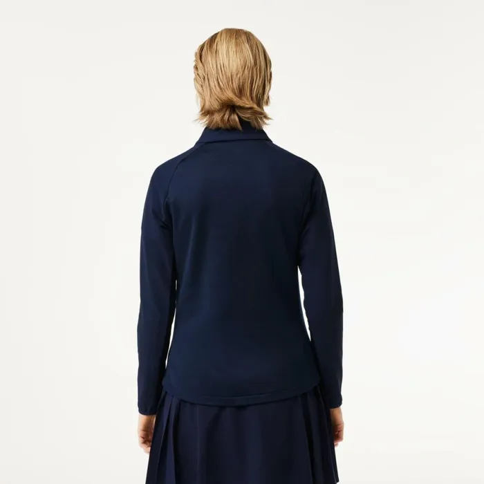 Sweaters and Sweatshirts Women Lacoste Women039s Slim Fit Golf Fleece Layering Jacket Navy Blue 423