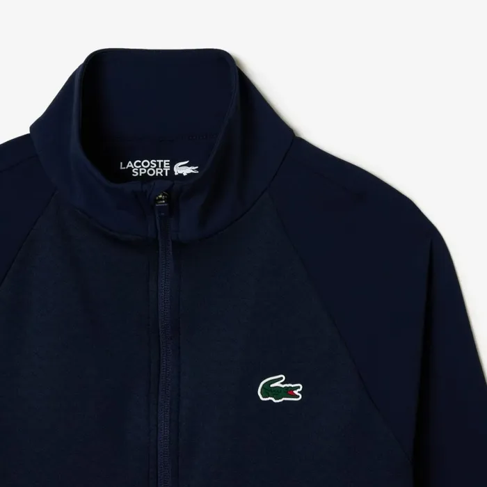 Sweaters and Sweatshirts Women Lacoste Women039s Slim Fit Golf Fleece Layering Jacket Navy Blue 423