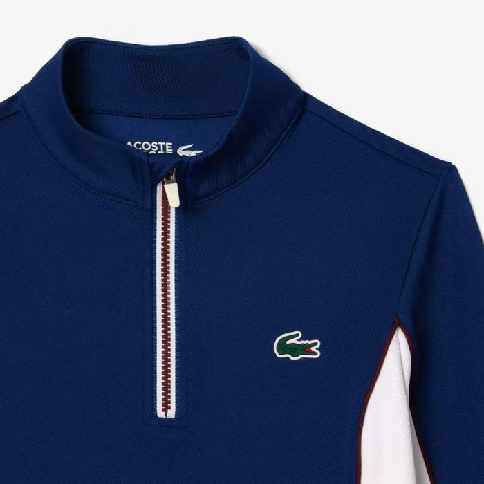 Sweaters and Sweatshirts Women Lacoste Women039s Slim Fit QuarterZip Sweatshirt Navy Blue White H6b