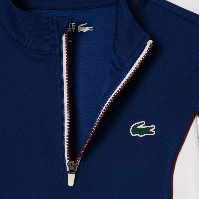 Sweaters and Sweatshirts Women Lacoste Women039s Slim Fit QuarterZip Sweatshirt Navy Blue White H6b