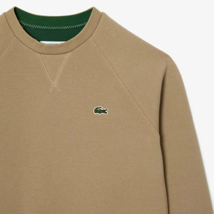 Sweaters and Sweatshirts Women Lacoste Womens Crew Neck Piqu Sweatshirt Beige Cb8