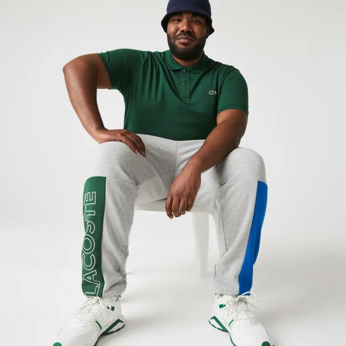 Sweatpants and Trousers Men Lacoste Men039s Colorblock Cotton Fleece Sweatpants Grey Chine Blue Green Hkb