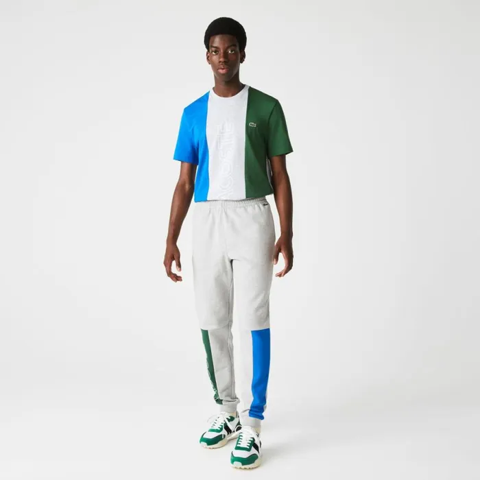 Sweatpants and Trousers Men Lacoste Men039s Colorblock Cotton Fleece Sweatpants Grey Chine Blue Green Hkb