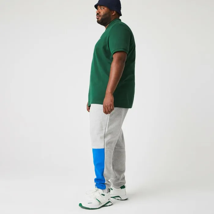 Sweatpants and Trousers Men Lacoste Men039s Colorblock Cotton Fleece Sweatpants Grey Chine Blue Green Hkb