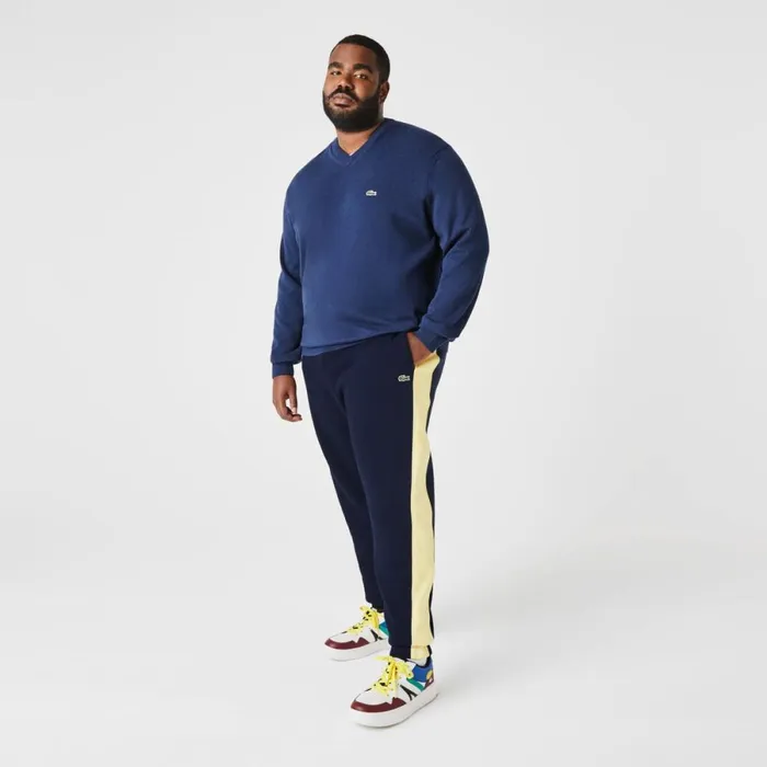 Sweatpants and Trousers Men Lacoste Men039s Contrast Bands Sweatpants Navy Blue Yellow 144