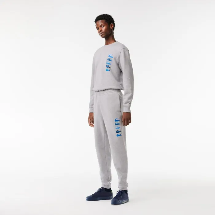 Sweatpants and Trousers Men Lacoste Men039s Iconic Print Joggers Grey Chine Cca
