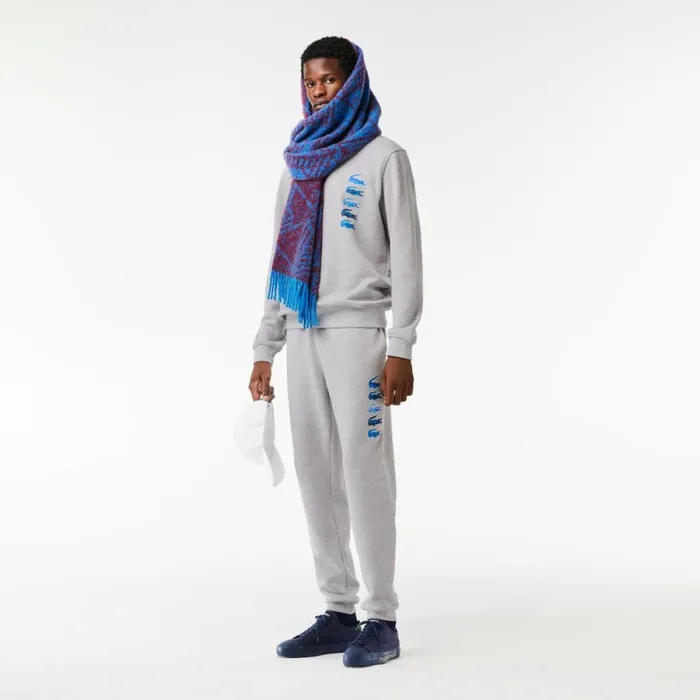 Sweatpants and Trousers Men Lacoste Men039s Iconic Print Joggers Grey Chine Cca