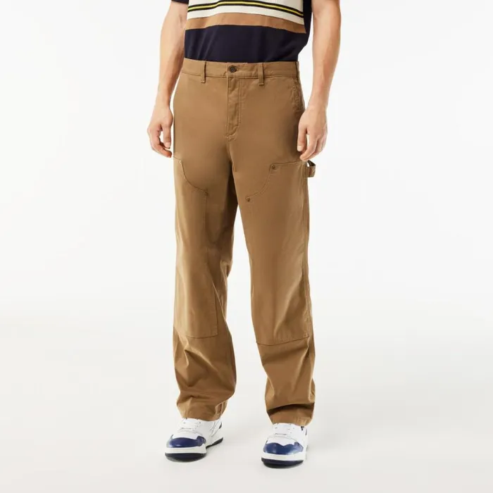 Sweatpants and Trousers Men Lacoste Men039s Straight Fit Cotton Twill Cargo Pants Brown Six