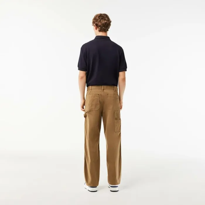 Sweatpants and Trousers Men Lacoste Men039s Straight Fit Cotton Twill Cargo Pants Brown Six