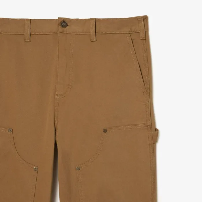 Sweatpants and Trousers Men Lacoste Men039s Straight Fit Cotton Twill Cargo Pants Brown Six