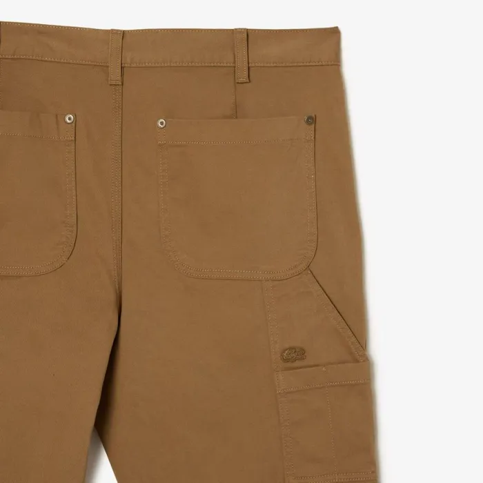 Sweatpants and Trousers Men Lacoste Men039s Straight Fit Cotton Twill Cargo Pants Brown Six