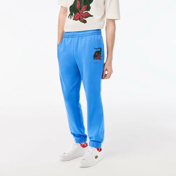 Sweatpants and Trousers Men Lacoste Mens Lacoste X Netflix Croc Print Sweatpants Ethereal Blue L99