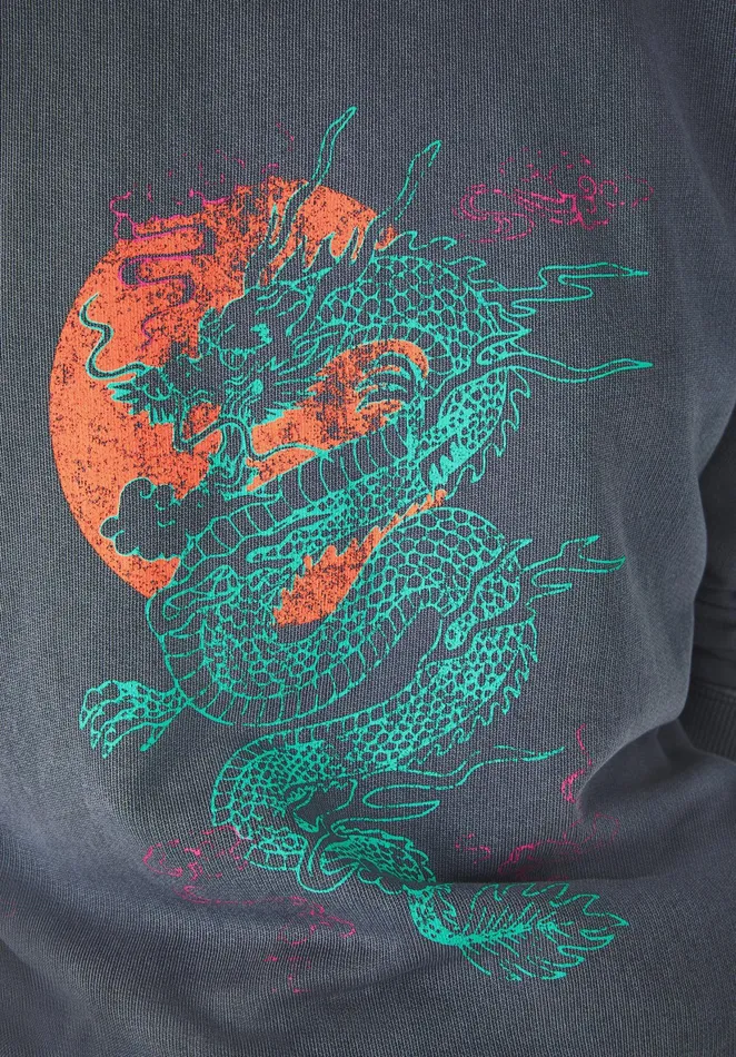 Sweatshirts and Hoodies Women Hush Dragon Sun Oversized Sweatshirt Washed Black