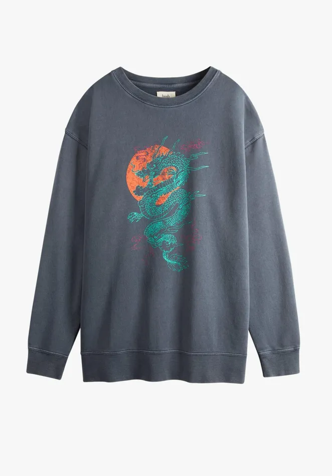 Sweatshirts and Hoodies Women Hush Dragon Sun Oversized Sweatshirt Washed Black