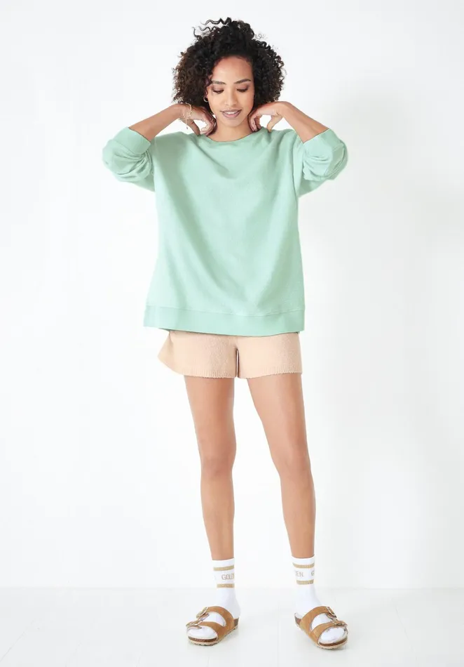 Sweatshirts and Hoodies Women Hush Mia Reversed Oversized Sweatshirt Duck Egg Green